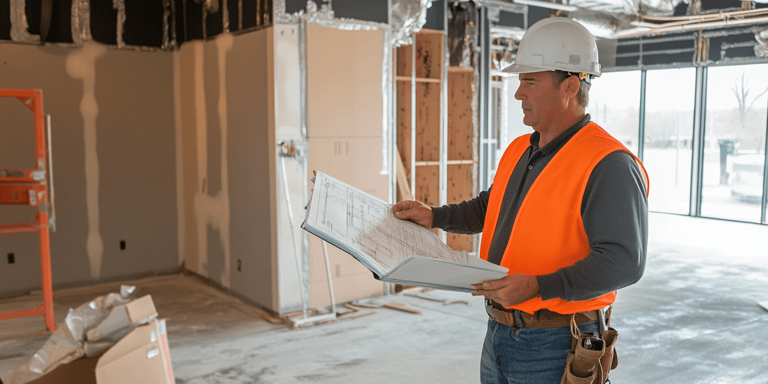 nspector reviewing a recently renovated area for compliance with building codes, ensuring safety and quality.