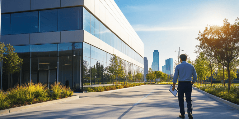 An inspector testing circuits in an industrial electrical panel during a commercial building inspection in the Dallas-Fort Worth area.