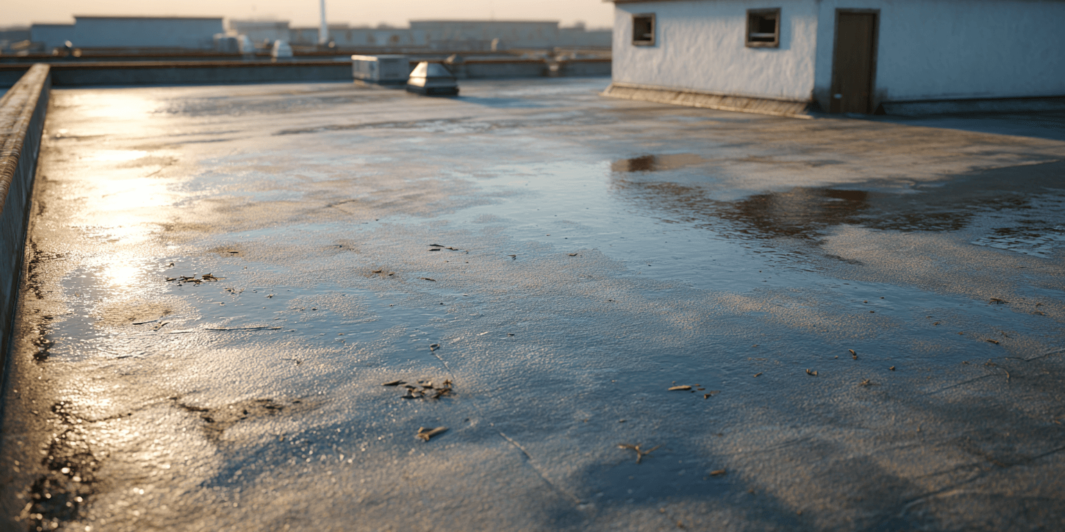 Flat commercial roof drainage issues and membrane damage