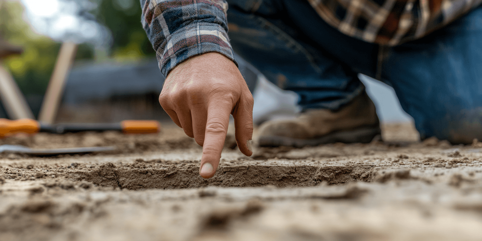 General contractor-inspector evaluating foundation cracks to distinguish between normal settling and structural issues.
