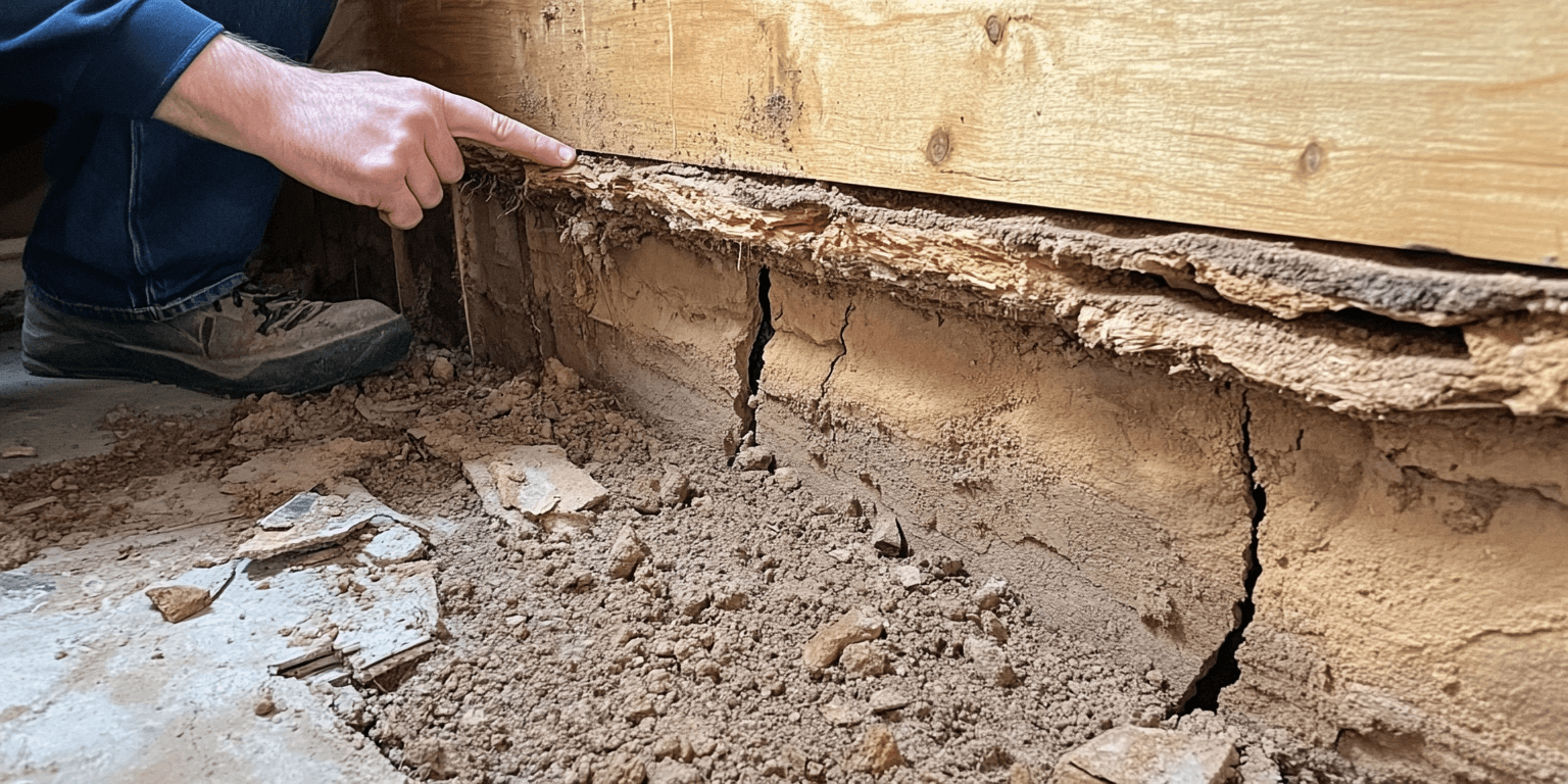 Horizontal crack in a home's foundation, a common red flag spotted during inspections