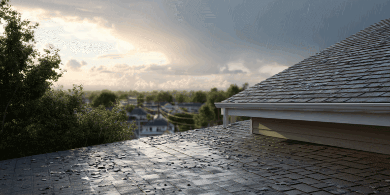 Hail damage residential roof shingles