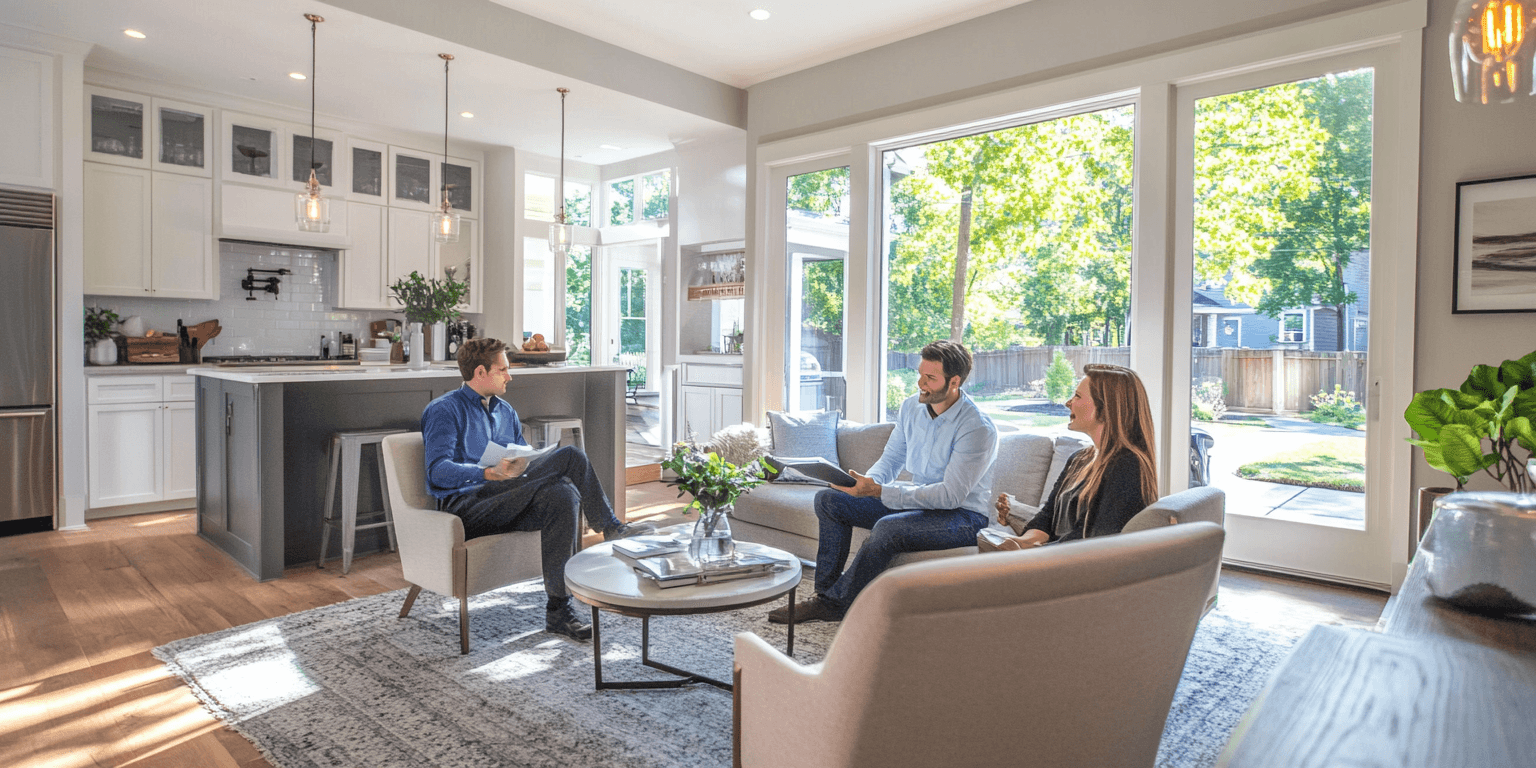 Home inspector reviewing a detailed inspection report with a homebuyer in a North Texas home, emphasizing the importance of avoiding common mistakes