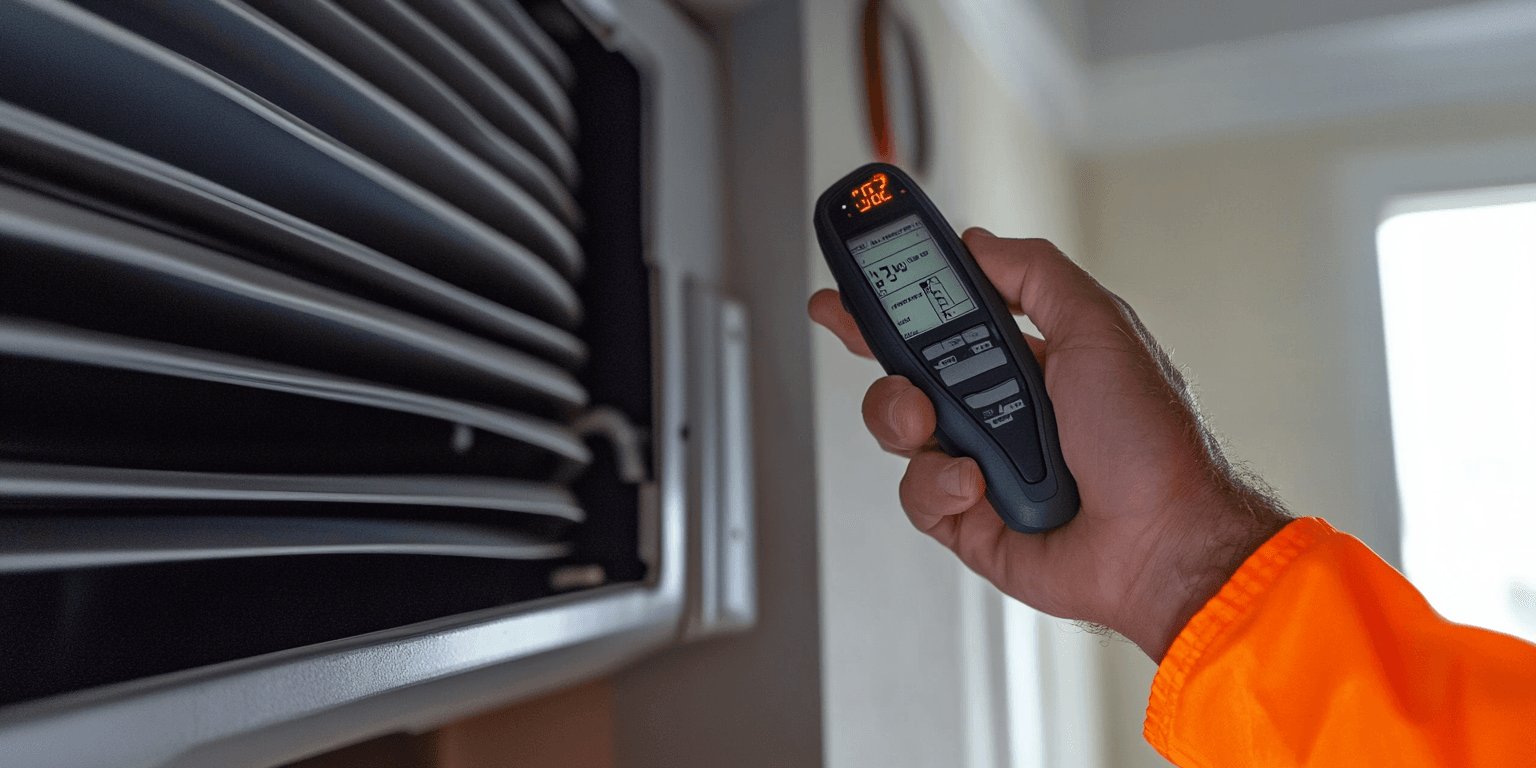 Inspector testing HVAC system functionality during a home inspection to ensure efficient heating and cooling.