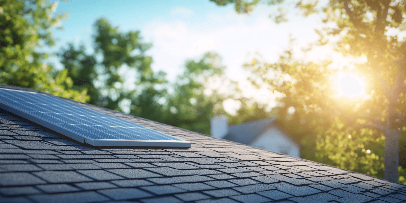 Close-up of a modern home’s roof with clean shingles and properly installed flashing around a vent, emphasizing quality construction and the need for inspection.