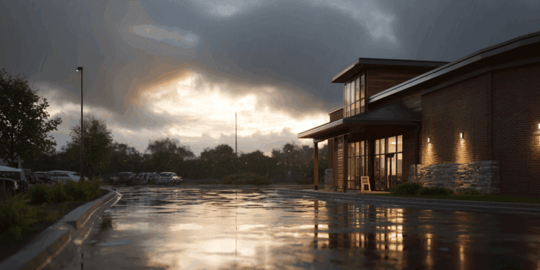 North texas commercial building storm rain