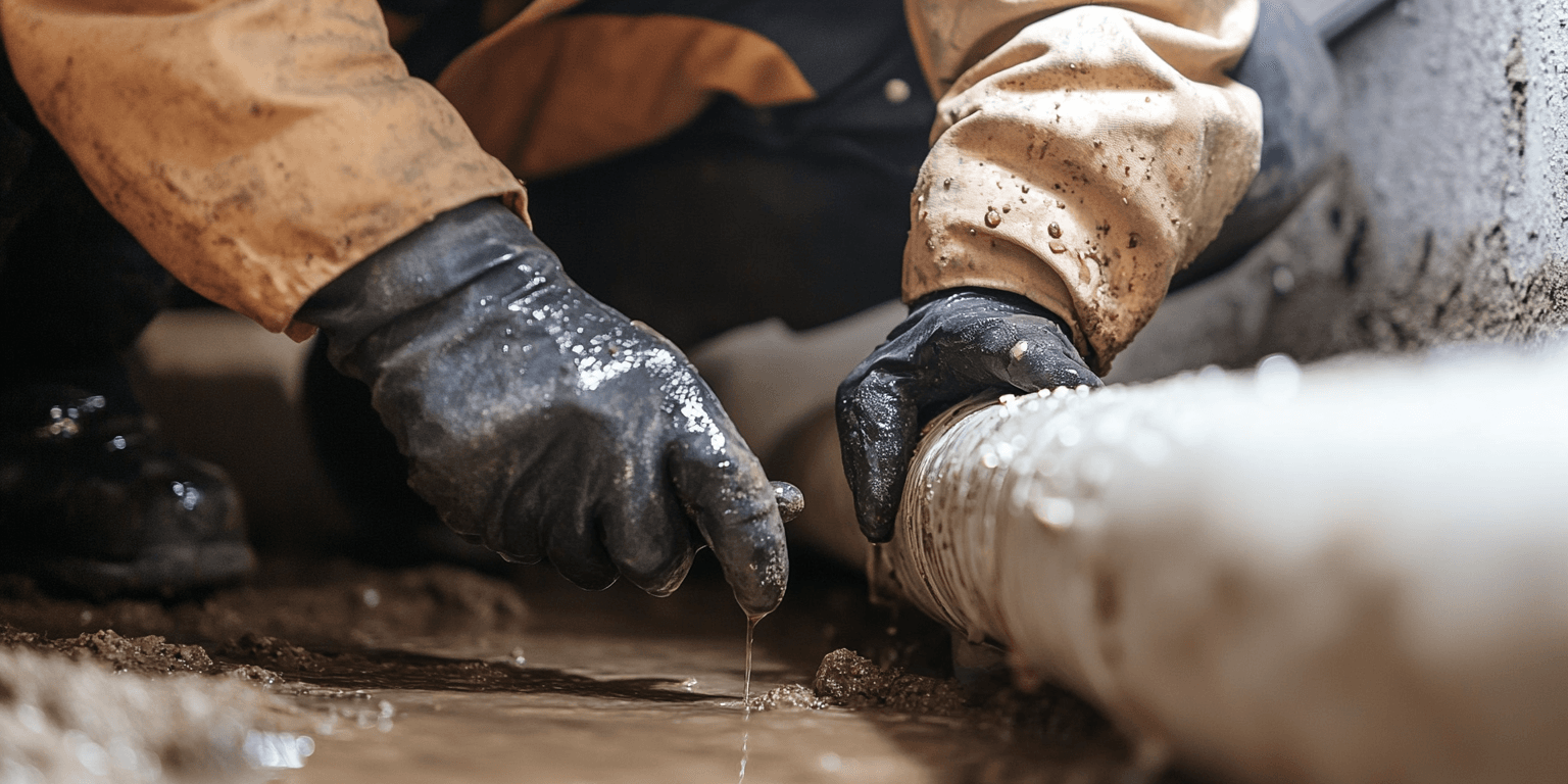 Inspector evaluating plumbing in a crawl space for leaks during a home inspection.