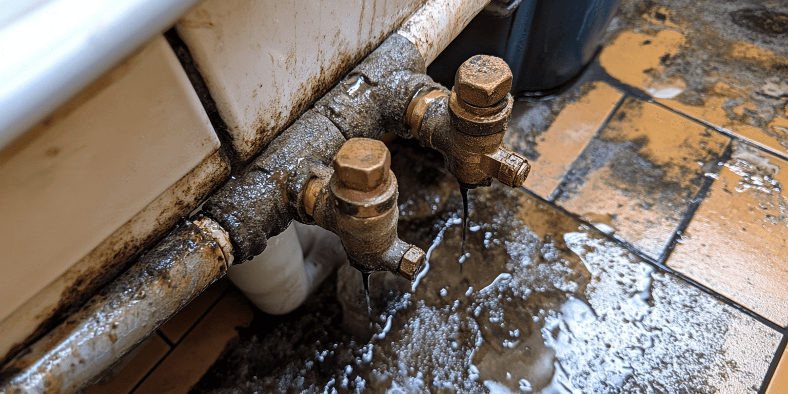 Leaky pipe under a sink, a plumbing issue commonly found during home inspections