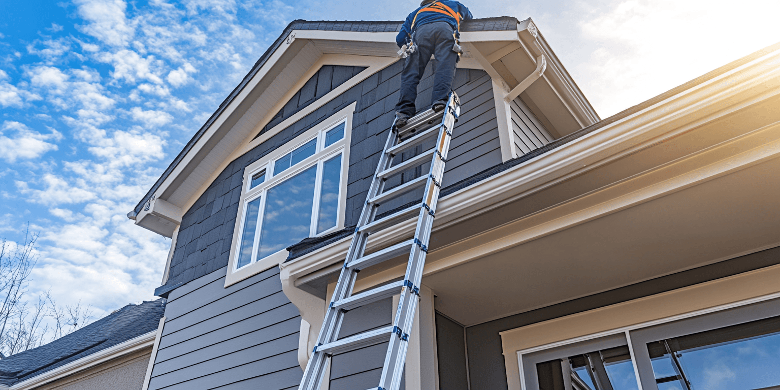 Inspector checking roof flashing and shingles on a new home for proper installation.