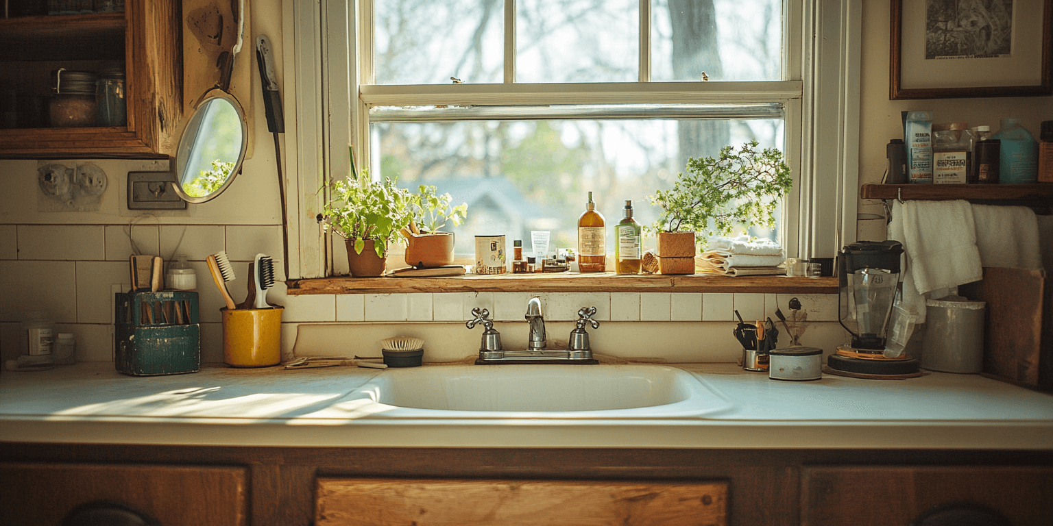 An inspector testing water flow in a rural home’s bathroom, highlighting the importance of assessing drainage performance during a septic inspection.